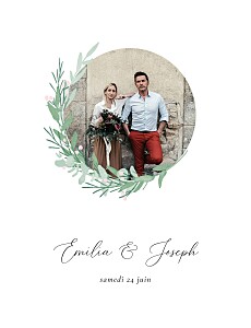Faire-part de mariage rose couronne d'eucalyptus (portrait) rose Faire-part de mariage rose couronne d'eucalyptus (portrait) rose