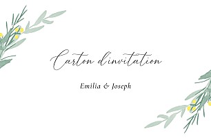 Carton d'invitation mariage jaune couronne d'eucalyptus (paysage) jaune Carton d'invitation mariage jaune couronne d'eucalyptus (paysage) jaune