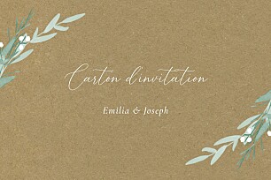 Carton d'invitation mariage gris couronne d'eucalyptus (paysage) kraft Carton d'invitation mariage gris couronne d'eucalyptus (paysage) kraft