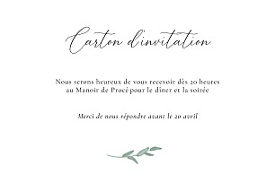 Carton d'invitation mariage traditionnel couronne d'eucalyptus (plan) blanc Carton d'invitation mariage traditionnel couronne d'eucalyptus (plan) blanc