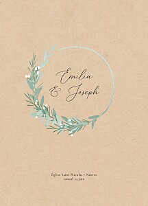 Couverture livret de messe mariage beige couronne d'eucalyptus beige Couverture livret de messe mariage beige couronne d'eucalyptus beige