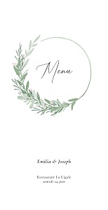 Menu de mariage rose couronne d'eucalyptus rose Menu de mariage rose couronne d'eucalyptus rose