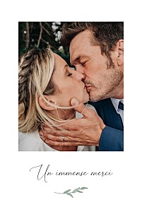 Carte de remerciement mariage blanc couronne d'eucalyptus (simple) blanc Carte de remerciement mariage blanc couronne d'eucalyptus (simple) blanc