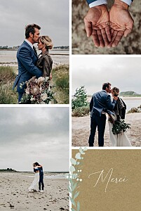 Carte de remerciement mariage orange couronne d'eucalyptus (multi-photo) kraft Carte de remerciement mariage orange couronne d'eucalyptus (multi-photo) kraft