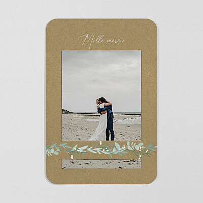 Carte de remerciement mariage gris couronne d'eucalyptus (bandeau) kraft Carte de remerciement mariage gris couronne d'eucalyptus (bandeau) kraft