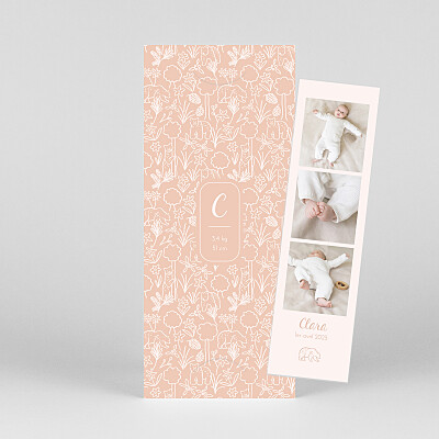 Faire-part de naissance marque-page promenade (marque-page) rose Faire-part de naissance marque-page promenade (marque-page) rose
