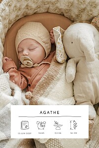 Faire-part de naissance moderne cartouche pictos (portrait) blanc Faire-part de naissance moderne cartouche pictos (portrait) blanc