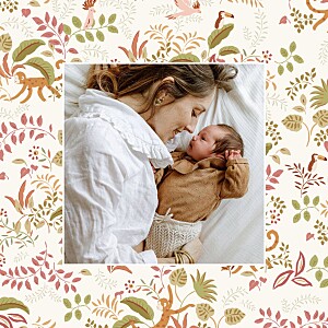 Faire-part de naissance avec photo petit ouistiti rose Faire-part de naissance avec photo petit ouistiti rose