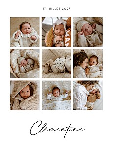 Faire-part de naissance photos premiers jours (grand format) blanc Faire-part de naissance photos premiers jours (grand format) blanc