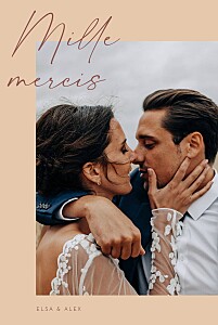 Carte de remerciement mariage rose signature (portrait) rose Carte de remerciement mariage rose signature (portrait) rose