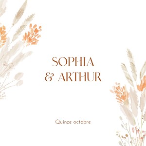 Faire-part de mariage été fleurs séchées (4 pages) beige Faire-part de mariage été fleurs séchées (4 pages) beige