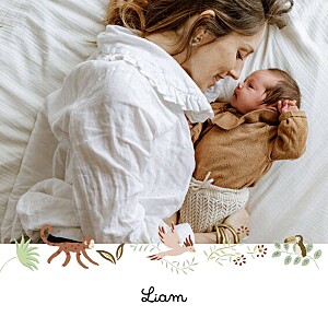 Faire-part de naissance avec photo petit ouistiti (ruban) blanc Faire-part de naissance avec photo petit ouistiti (ruban) blanc