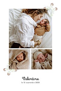 Faire-part de naissance animaux petit ouistiti (multi photo) blanc Faire-part de naissance animaux petit ouistiti (multi photo) blanc