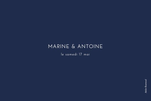 Marque-table mariage Étincelles bleu marine - Verso