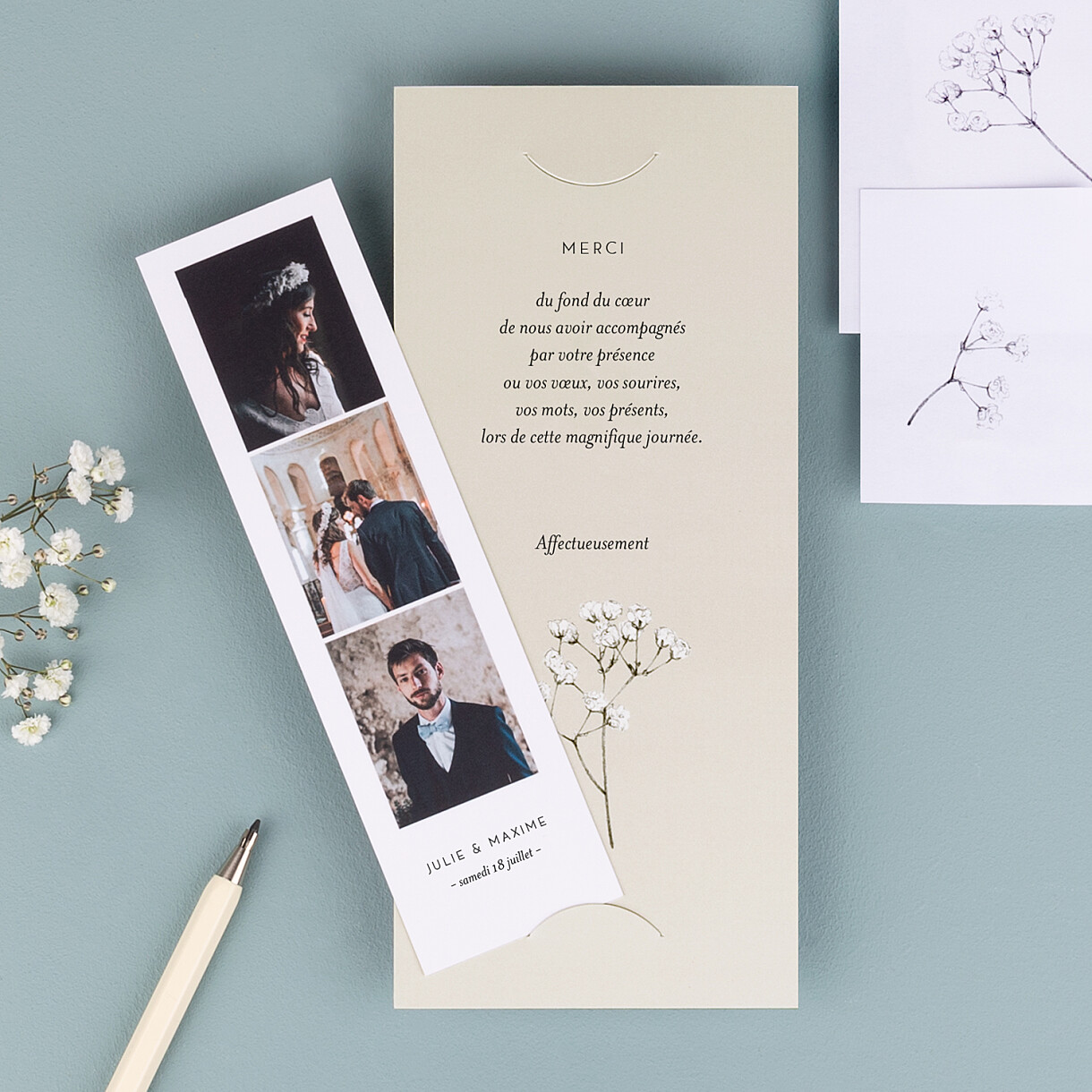 Carte de remerciement mariage joli brin Carte de remerciement mariage joli brin